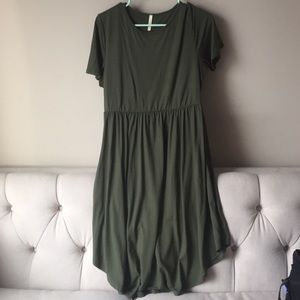 Olive green midi dress